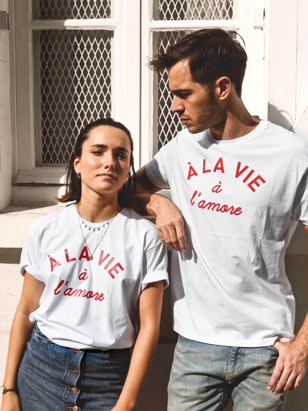 Faire Screen-printed cotton "Amour" T-shirt